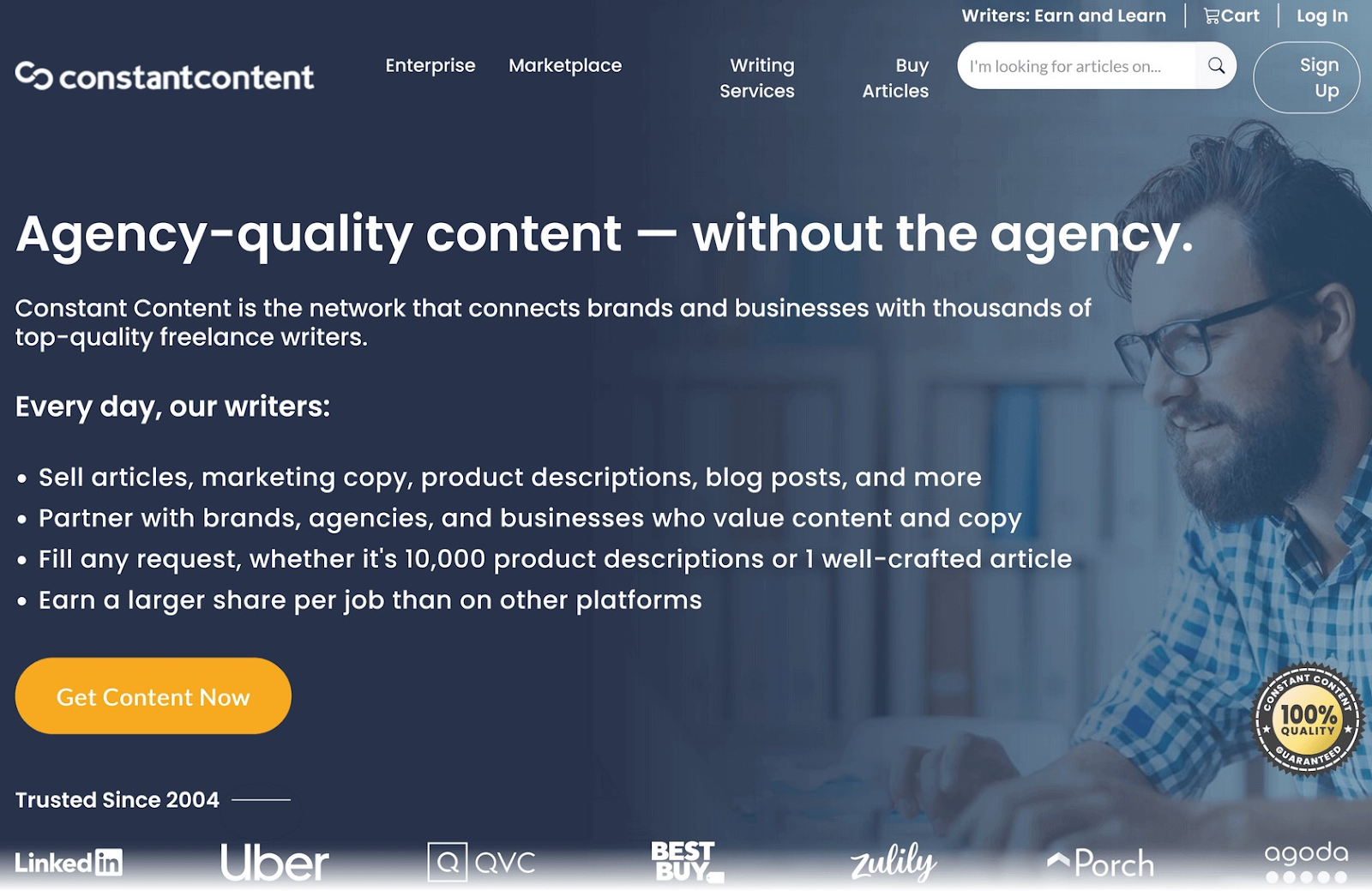 Constant Content homepage