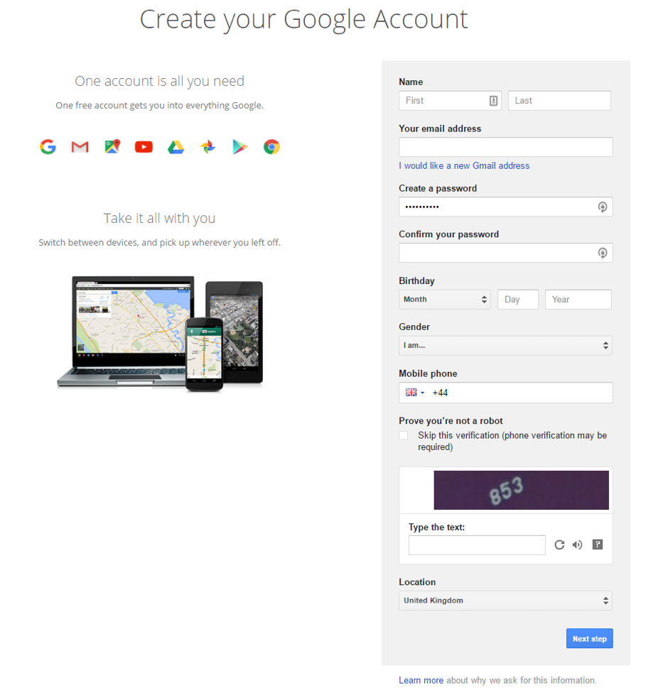 Create Google Account