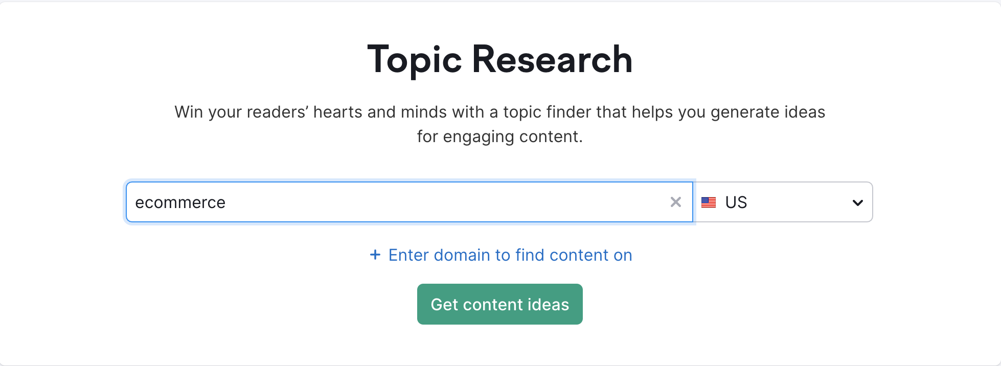 Topic Research for idea generation: screen one