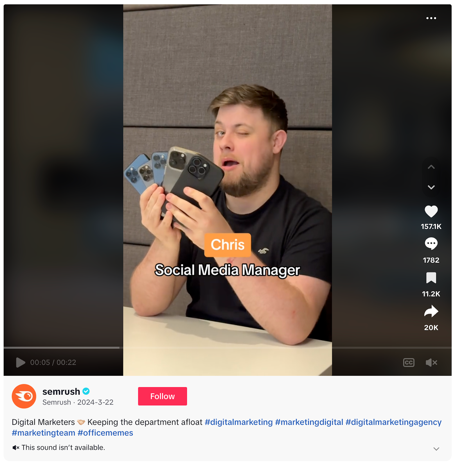 14 Best Social Media Campaigns to Inspire You in 2025 8 Chris holds five phones to do his social media work in this digital marketing campaign.