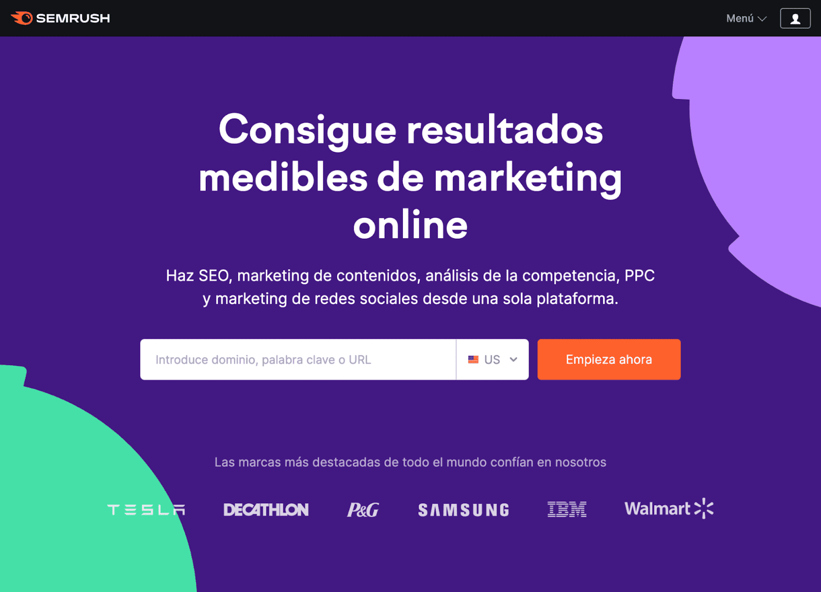 Semrush homepage in Spanish