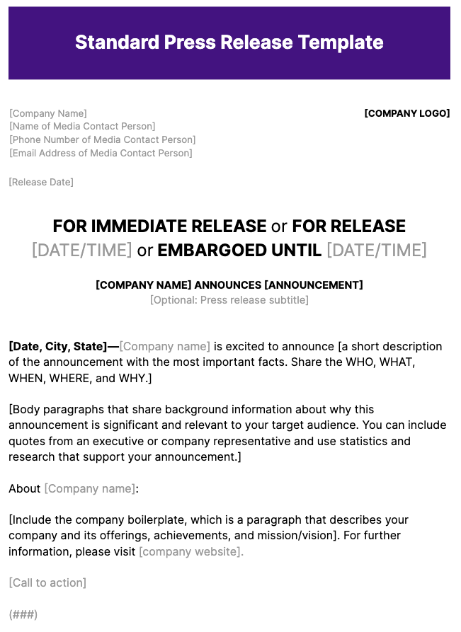 10 Free Press Release Templates + Formatting Tips and Examples