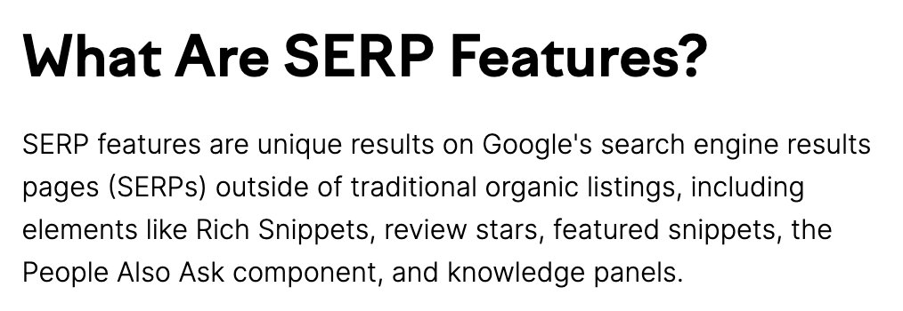 "What Are SERP Features?" conception  from a blog station  by Semrush