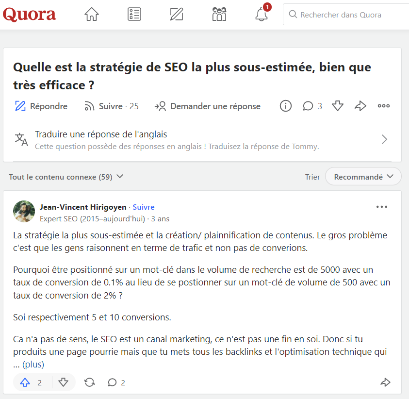 Quora pour le SEO off-page