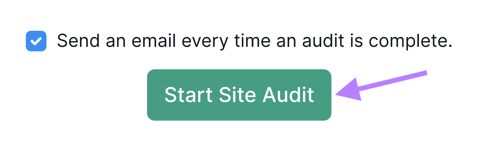 “Start Site Audit” button highlighted