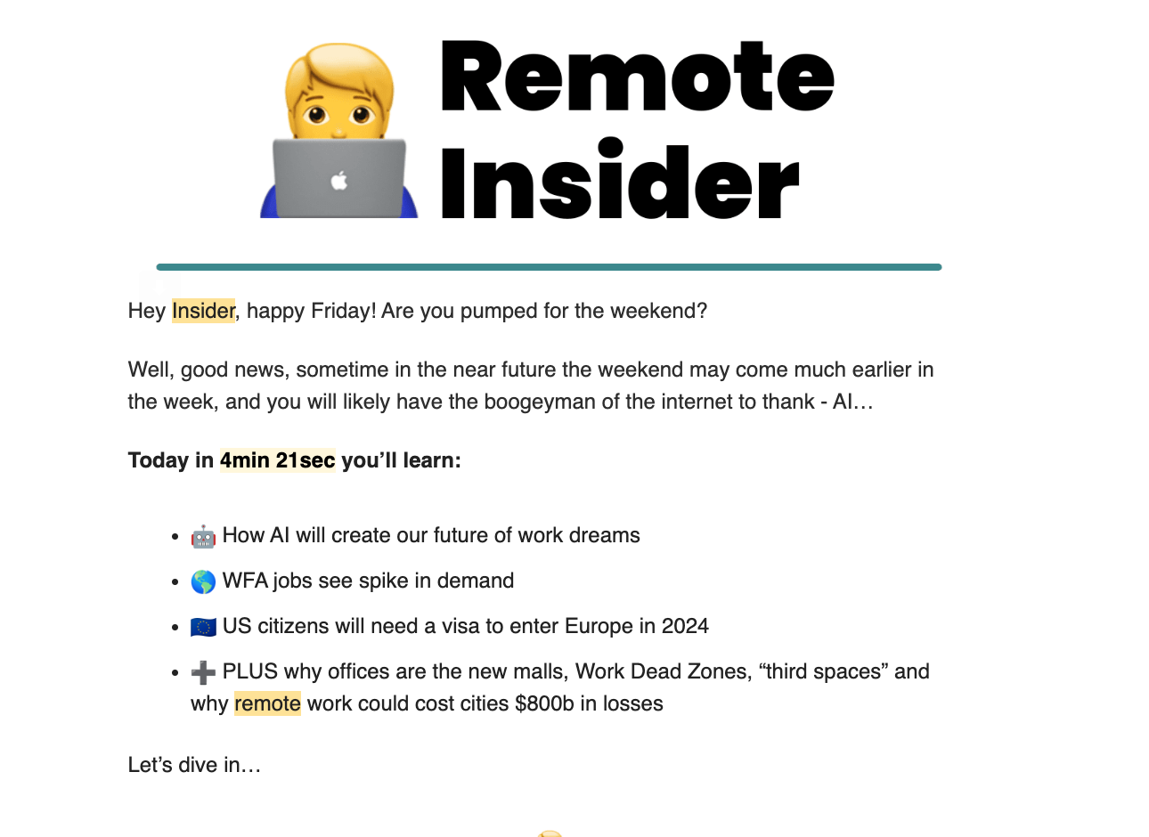 Remote Insider's weekly newsletter