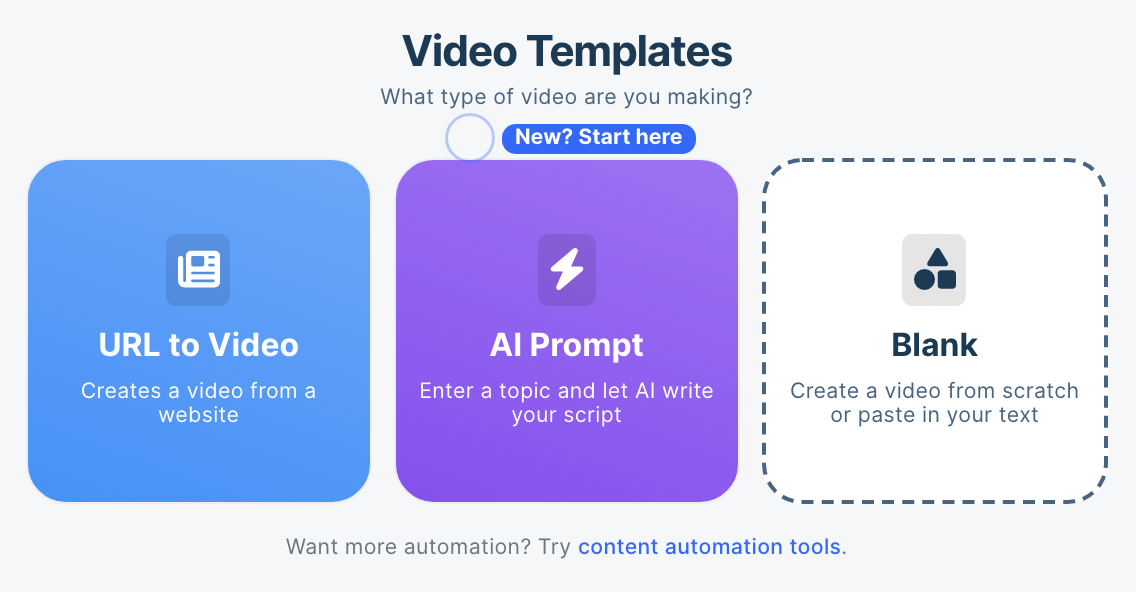 Video templates section in Instant Video Creator app