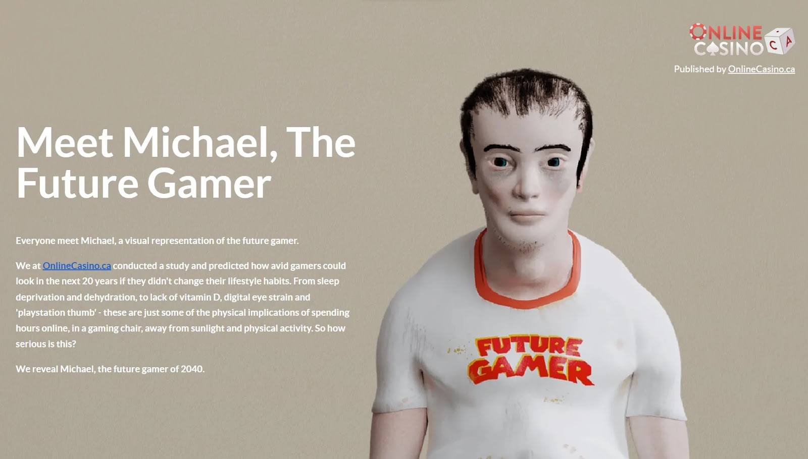 The Future Gamer campaign by OnlineCasino.ca landing page