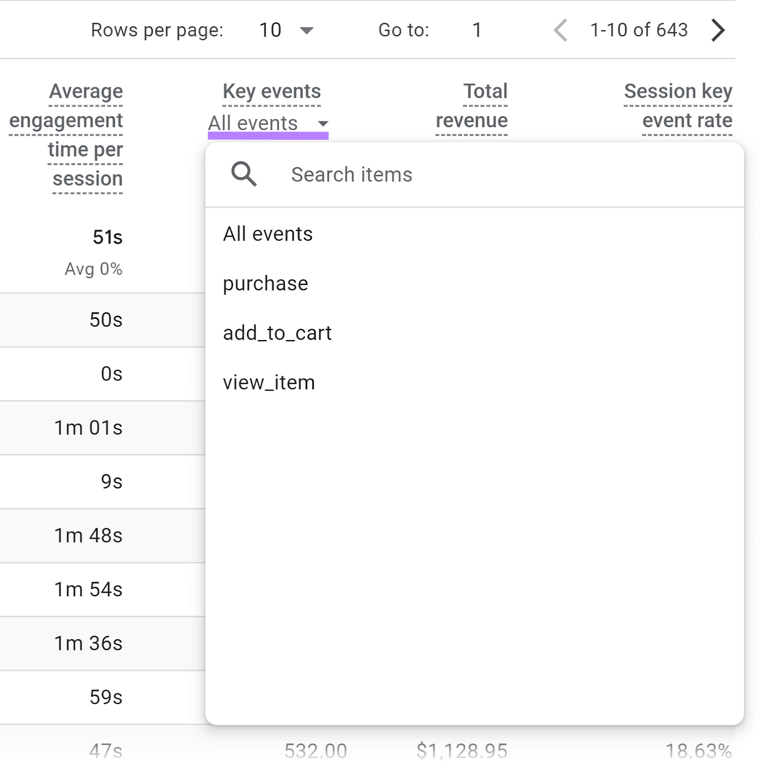 All events dropdown paper   clicked and highlighted