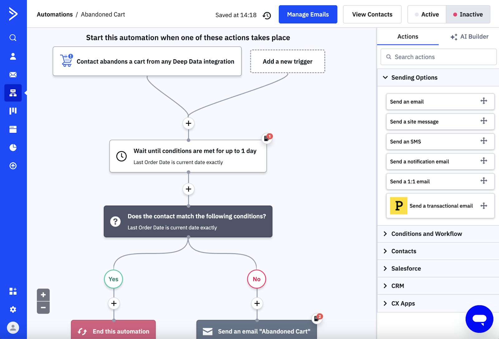 activecampaign email selling  instrumentality   with automation builder