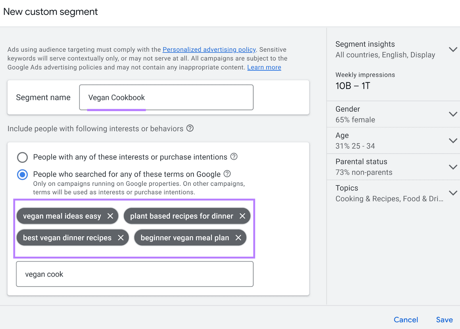 creating a customized  conception   with radical   who usage  hunt  presumption     similar  “best vegan meal  recipes,” “plant based recipes for dinner,” etc.