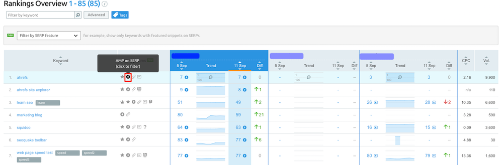 Report AMP di Position tracking.