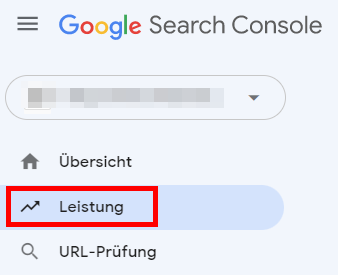 Screenshot: Menüpunkt Leistung in Google Search Console