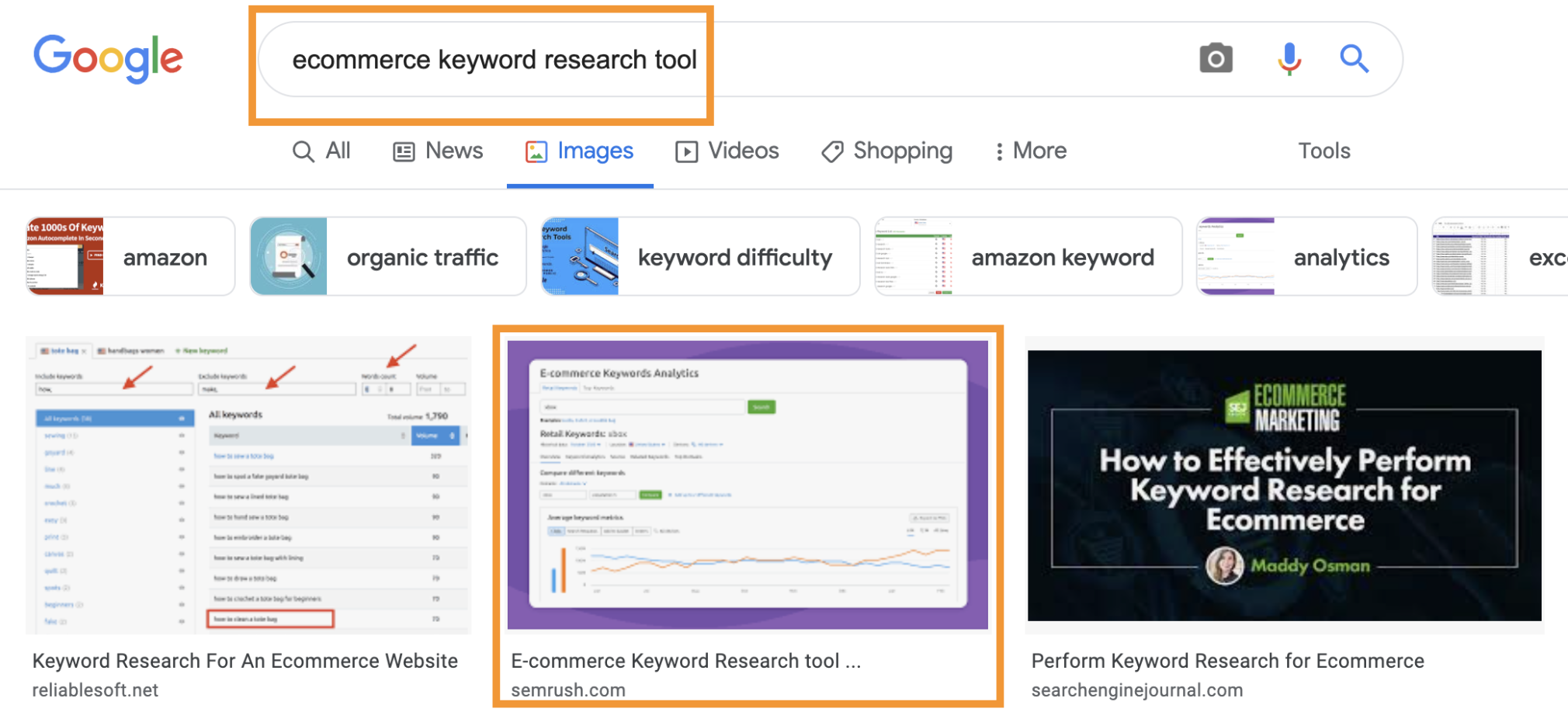 ecommerce keyword research tool image search results
