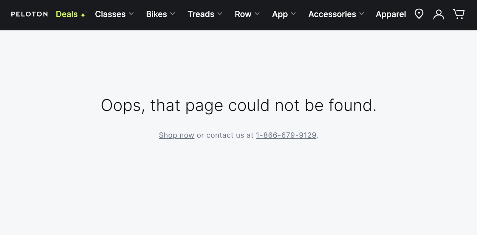 “page not found” mistake  connection   connected  Peloton’s site