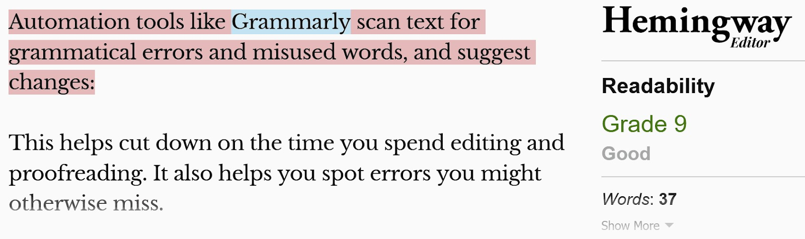 Hemingway editor shows how to fix hard-to-read sentences