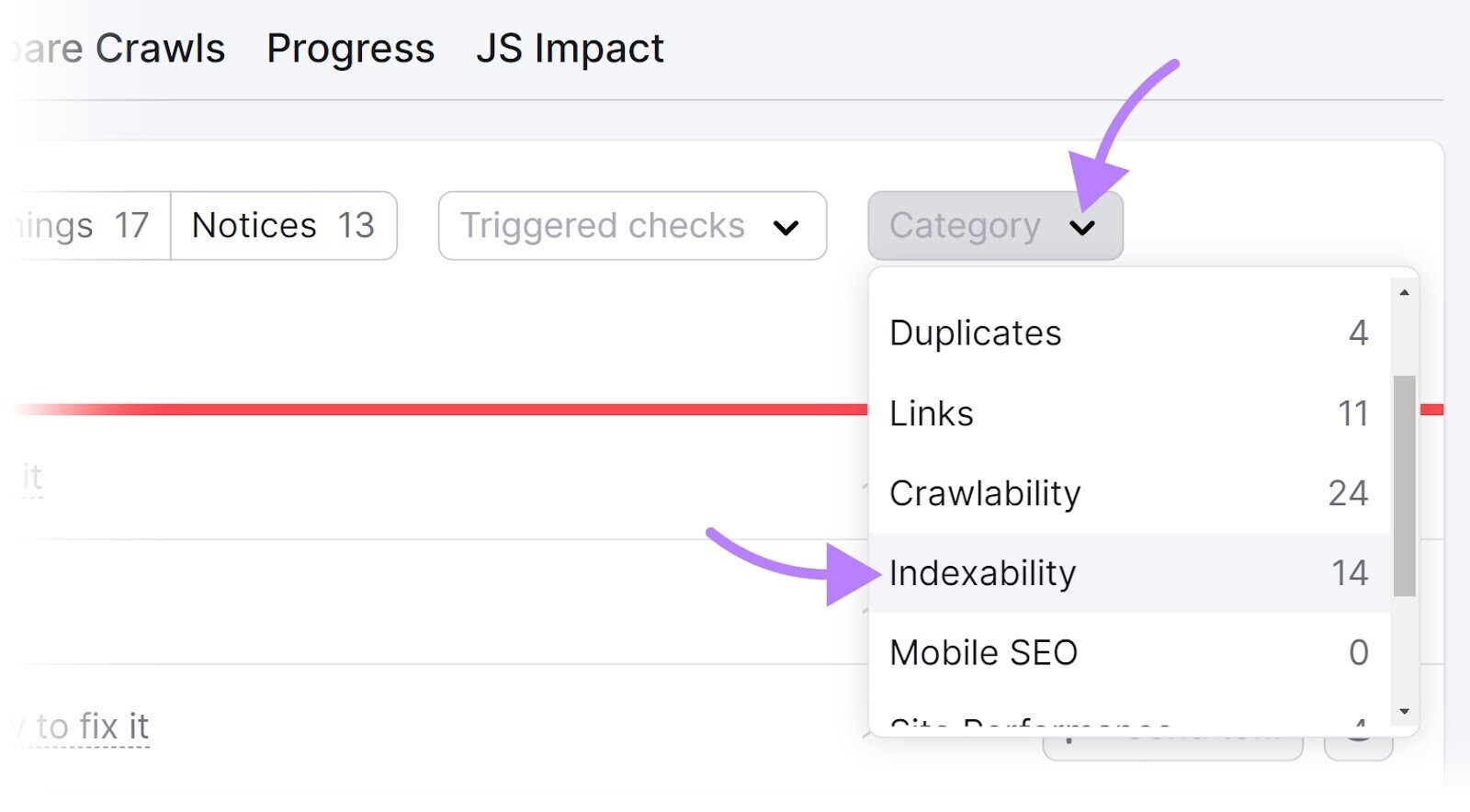 ،w to navigate to “Indexability” in Site Audit tool