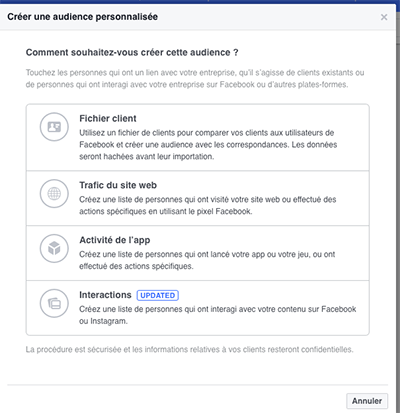 Audience personnalisée sur Facebook