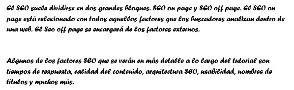 Texto con mala legibilidad seo