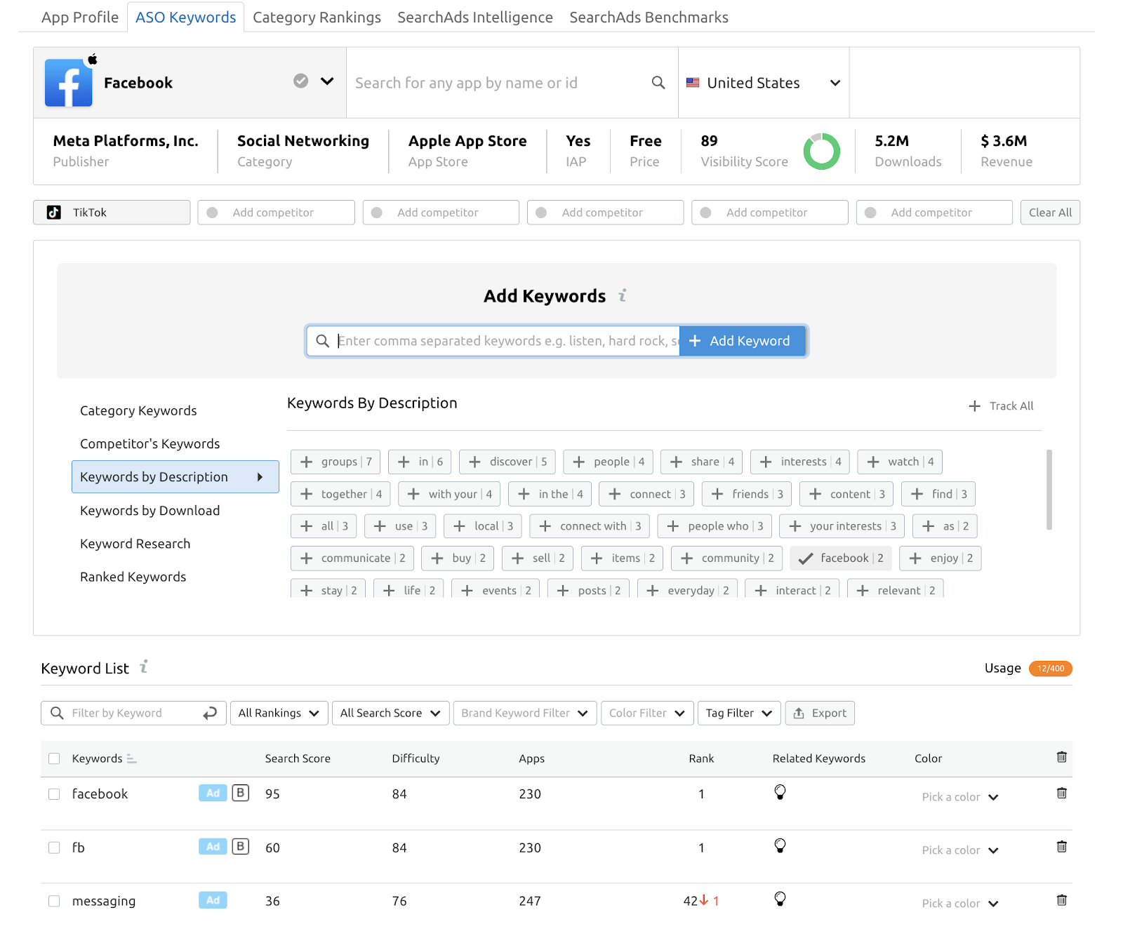 Keyword probe   successful  the Mobile App Insights app