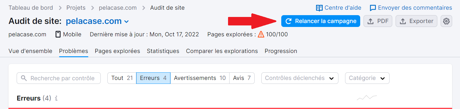 Audit de site, relancer la campagne