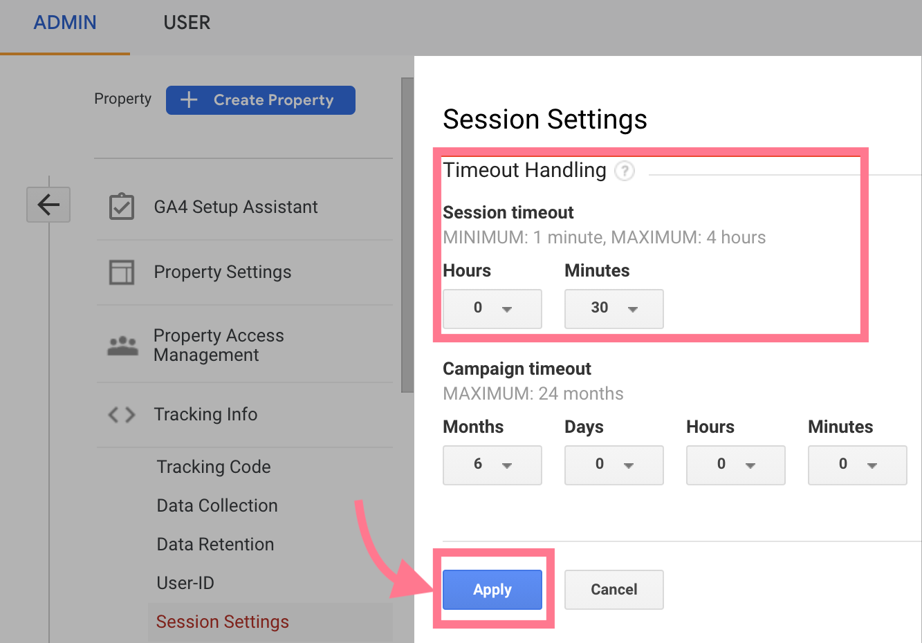 timeout handling settings