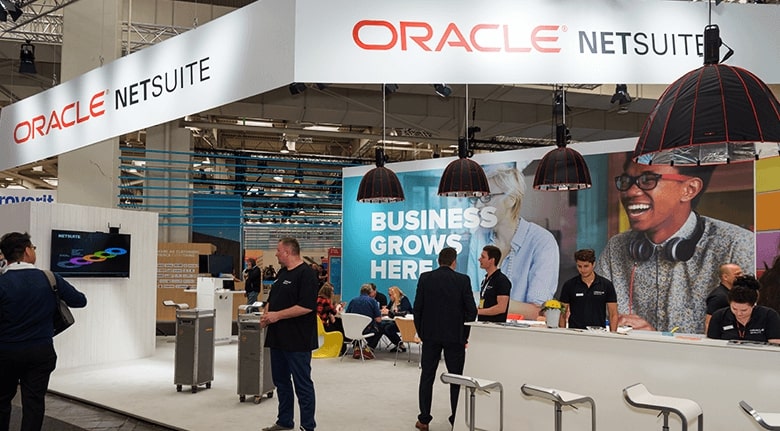 Oracle NetSuite's booth at a trade show