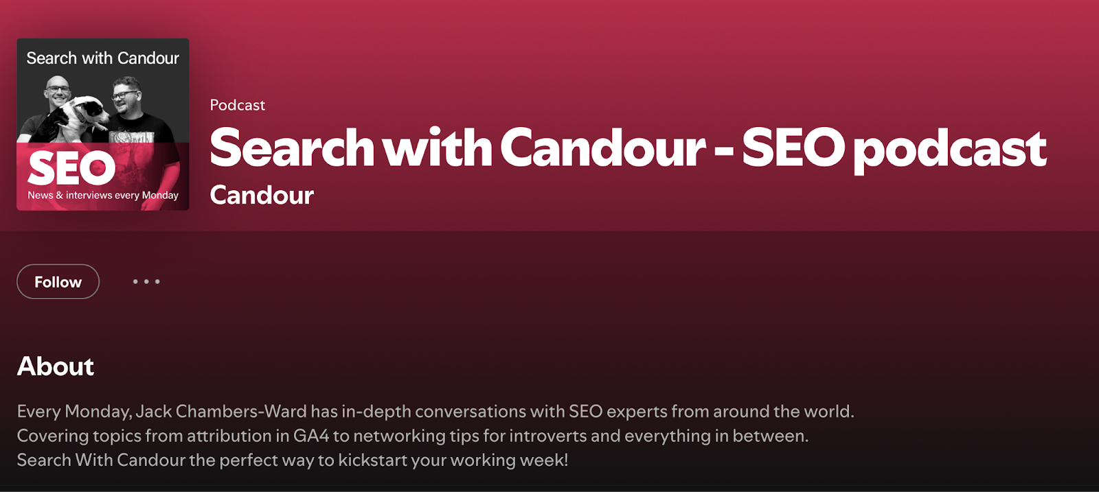 Search pinch Candour - SEO podcast arsenic it appears connected Spotify.