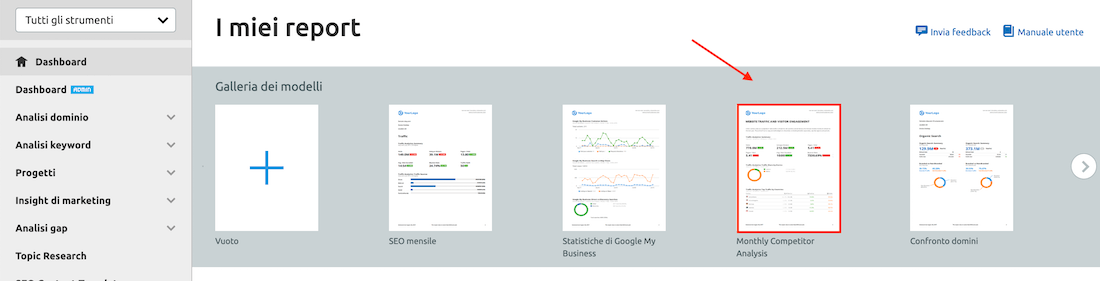 come fare un report con lo strumento di semrush