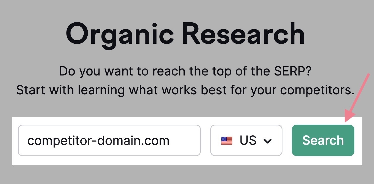 search in organic research tool