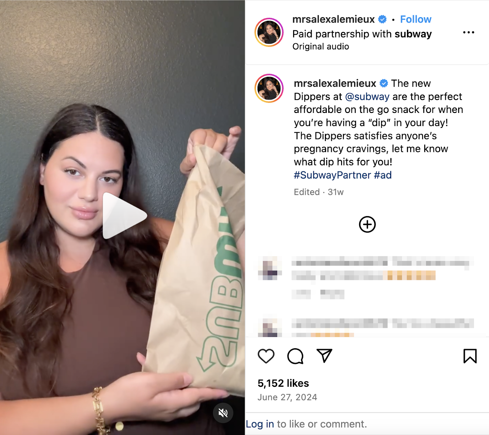 An influencer's Instagram Reel shows off a new product to her audience.