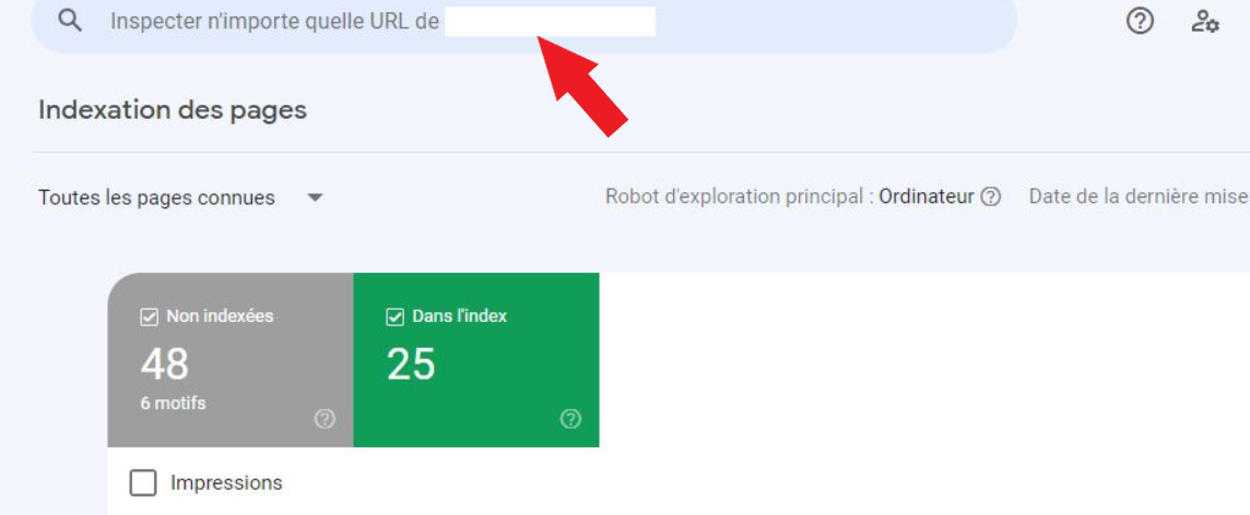 Inspecter une url dans Google Search Console