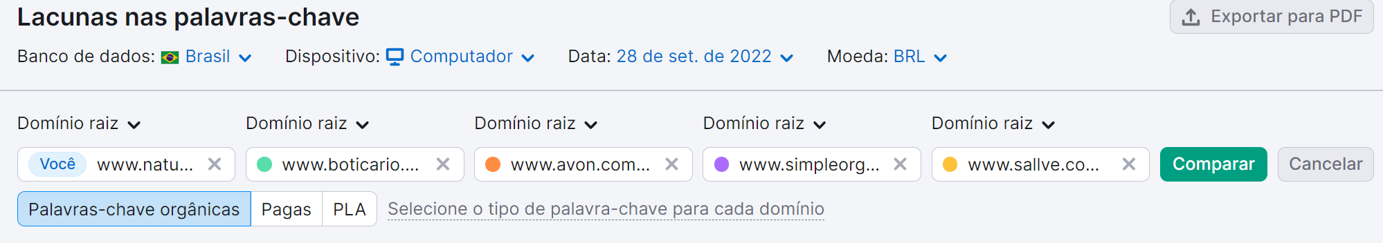 12 técnicas de SEO para aumentar o tráfego orgânico do seu site 4 técnicas de seo - exemplo ferramenta lacunas de palavras-chave