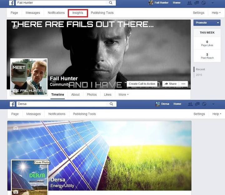 Página de Facebook con Insights