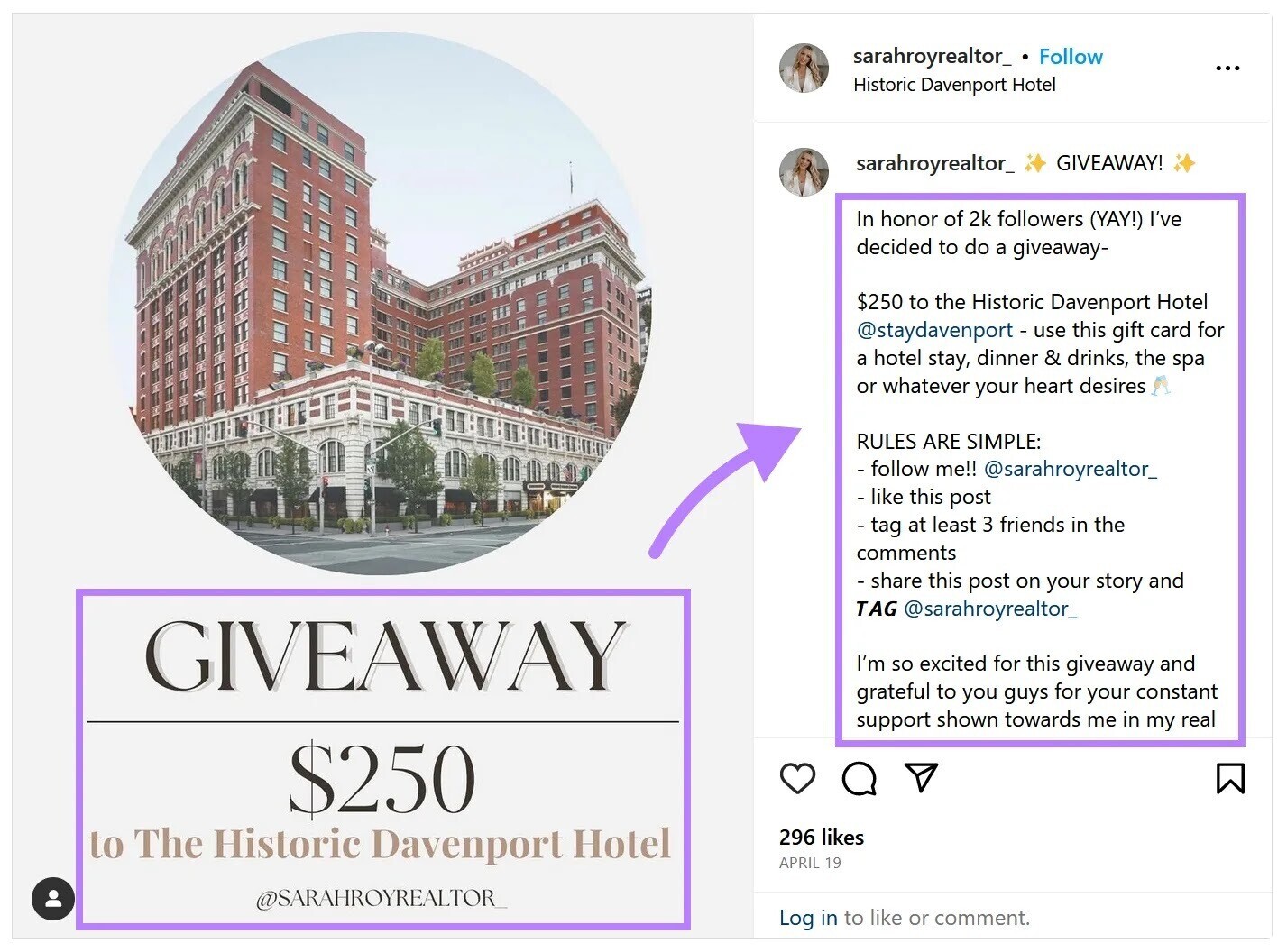 An Instagram giveaway post