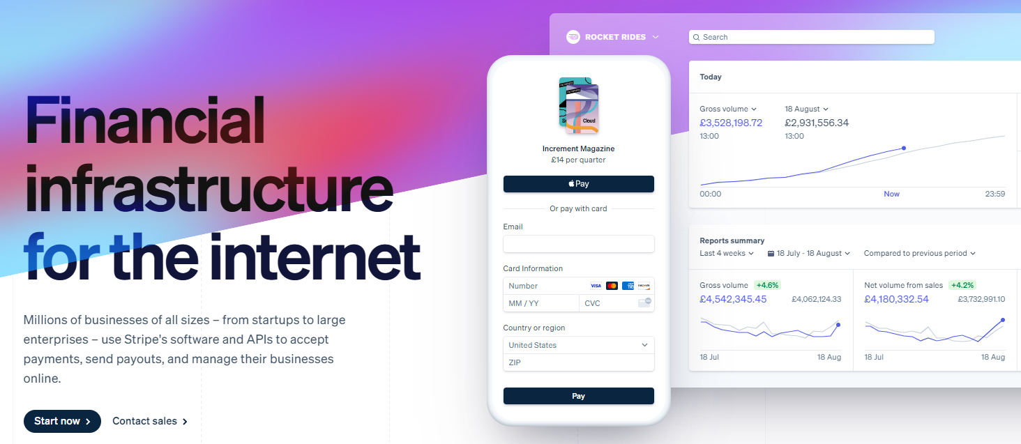Stripe landing page with UVP