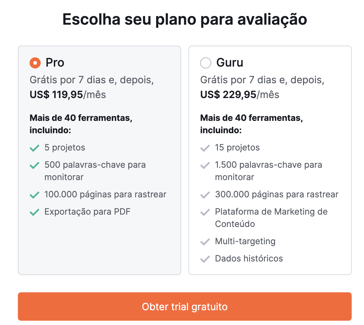 Trial Semrush escolha