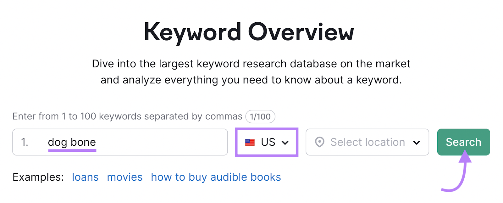 " bone" entered into Keyword Overview search bar with location set to "US"