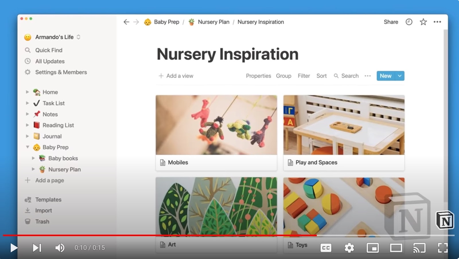 "Nursery Inspiration" section from the Notion's ad