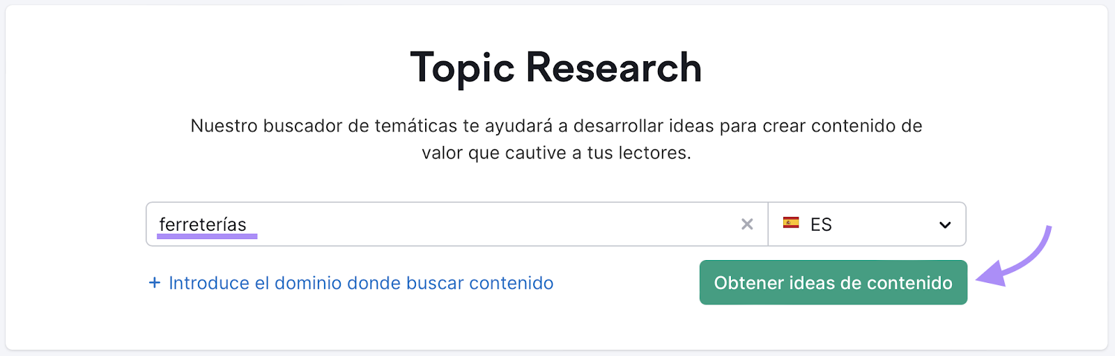 La herramienta Topic Research