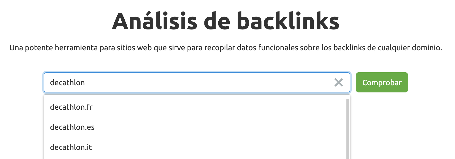 Backlink Analytics Enter Domain screenshot