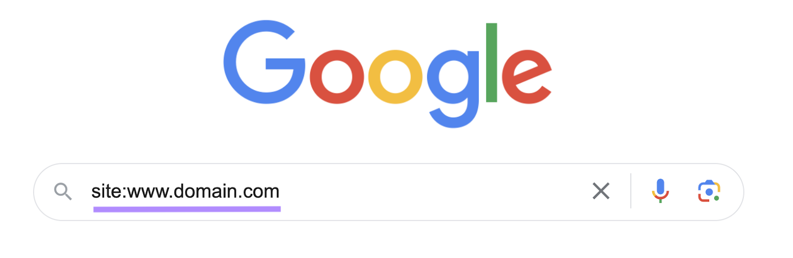 www.domain.com” entered into Google hunt  bar