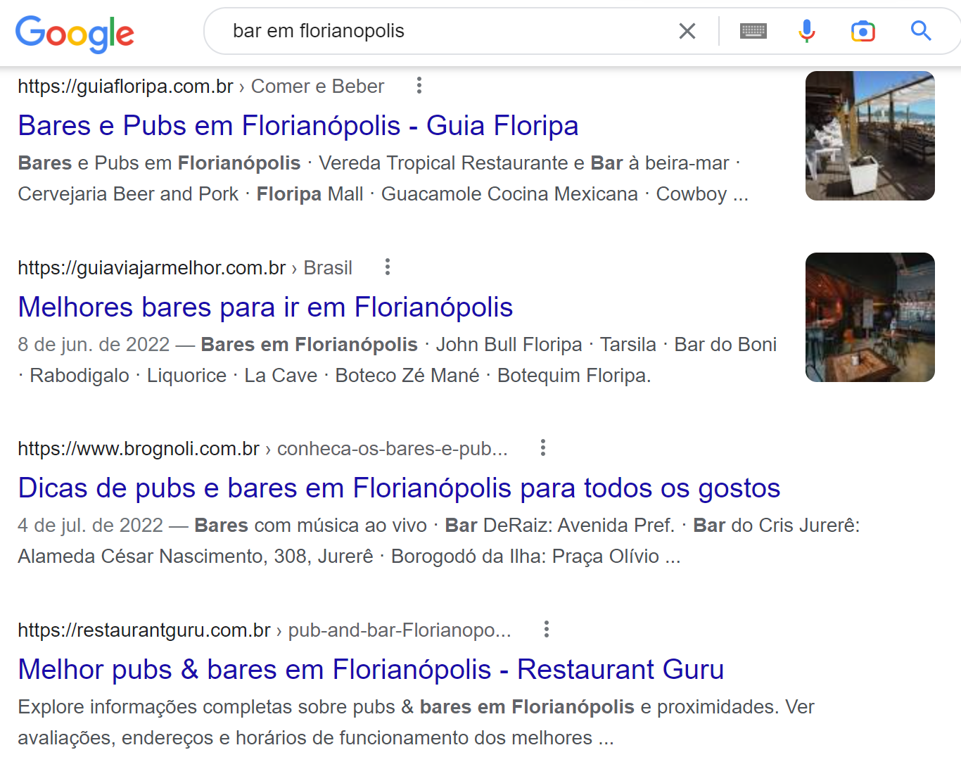 resultados orgânicos na serp