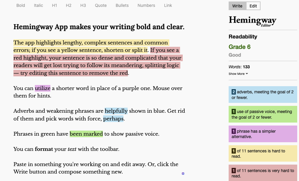 Hemingway Editor overview