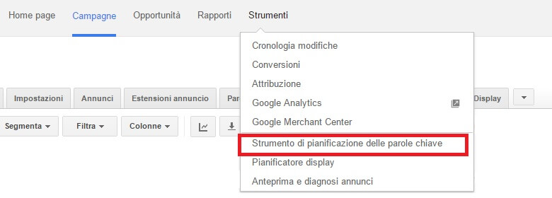 Come scegliere le parole chiave di una campagna di advertising: il Keyword Planner