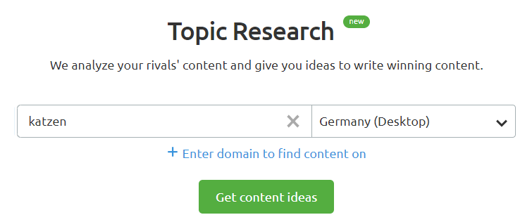 Suchabfrage in Topic Research