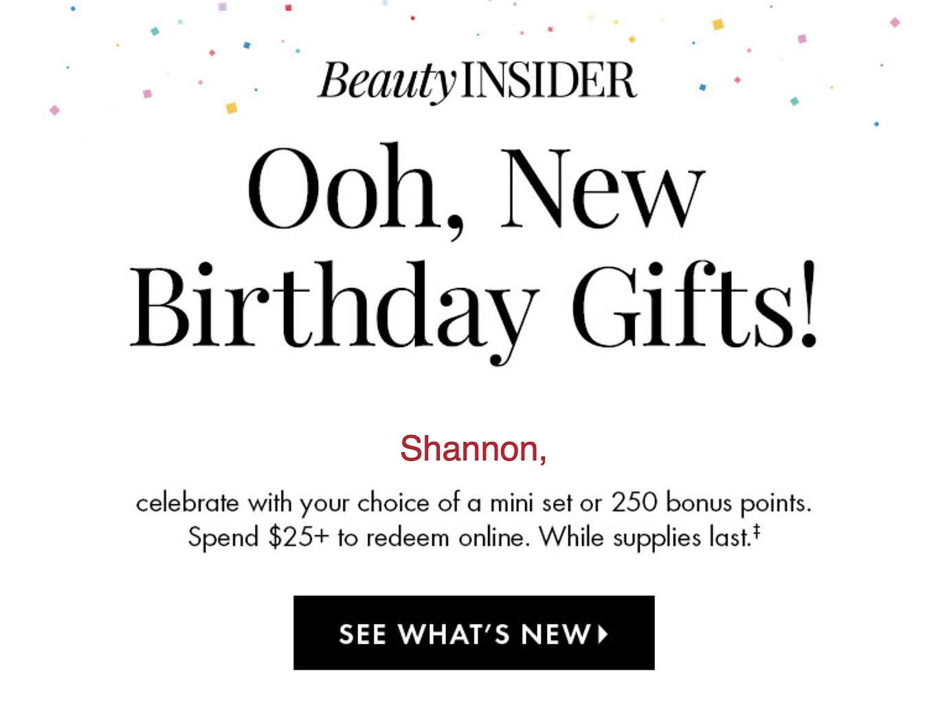 Sephora’s birthday offer email