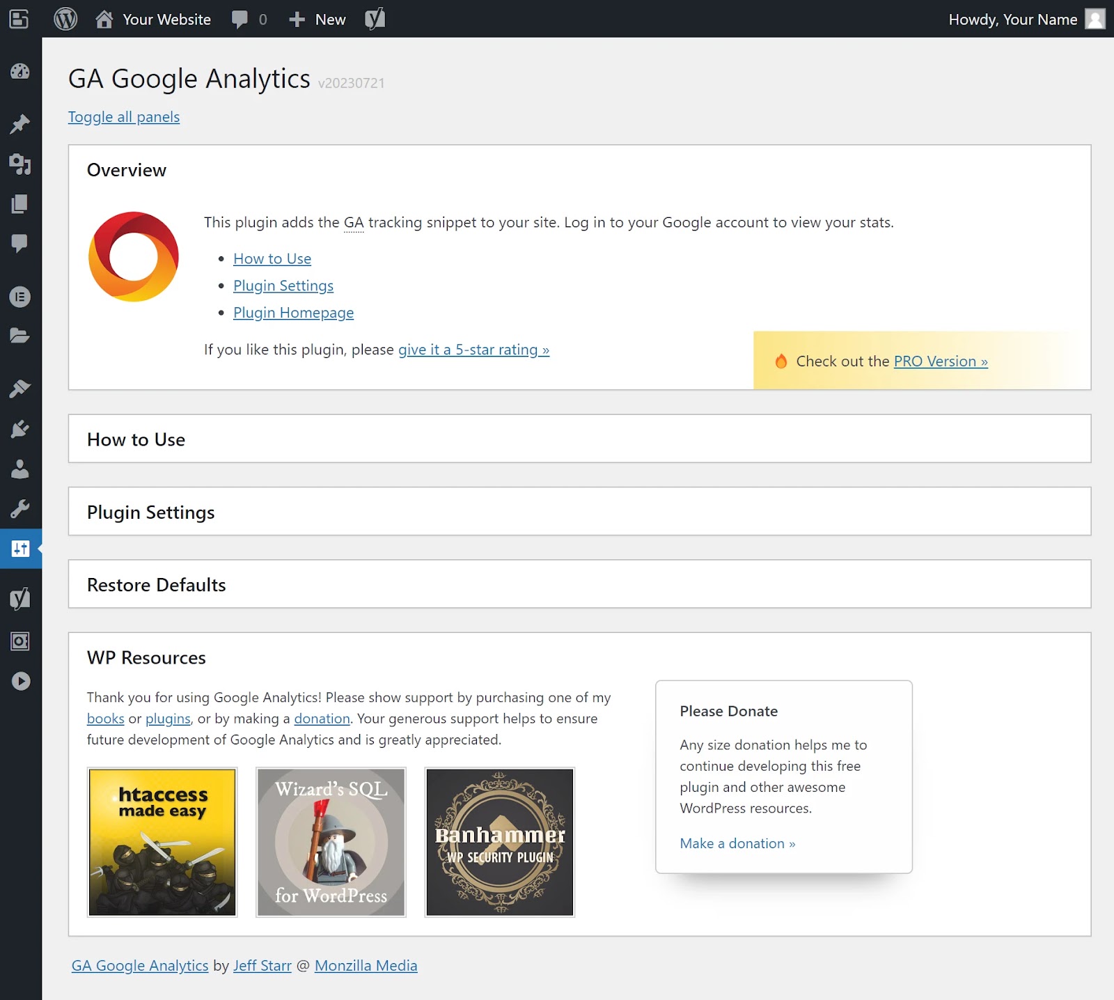 GA Google Analytics plugin overview