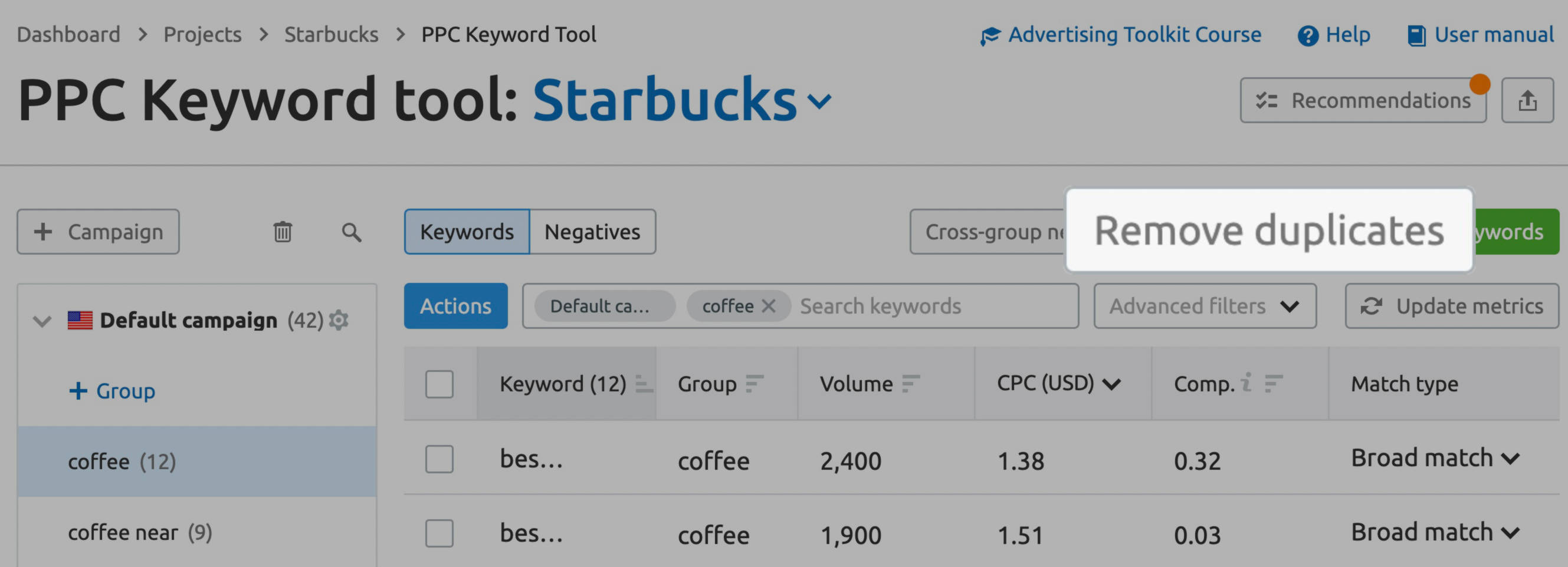 O que é Search Engine Marketing (SEM) e como funciona? 22 PPC Keyword Tool - remover palavras-chave duplicadas