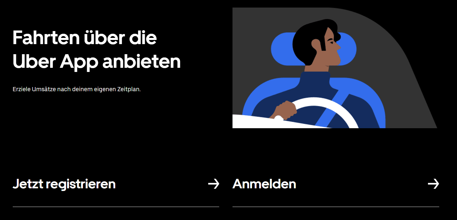 Landing-Page: Fahrten über die Uber App anbieten